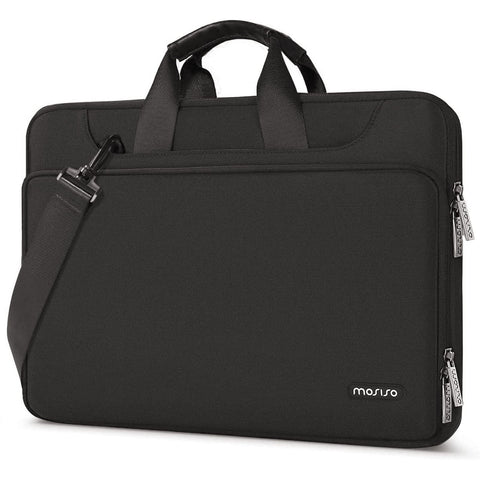 MOSISO 360 Protective Laptop Shoulder Bag Compatible with MacBook Air 13 inch M3/M2/M1 2025-2018, Pro 13 inch M2/M1 2025-2016, Surface Pro 8/7/6/X/5/4/3, Matching Color Sleeve with Belt, Black