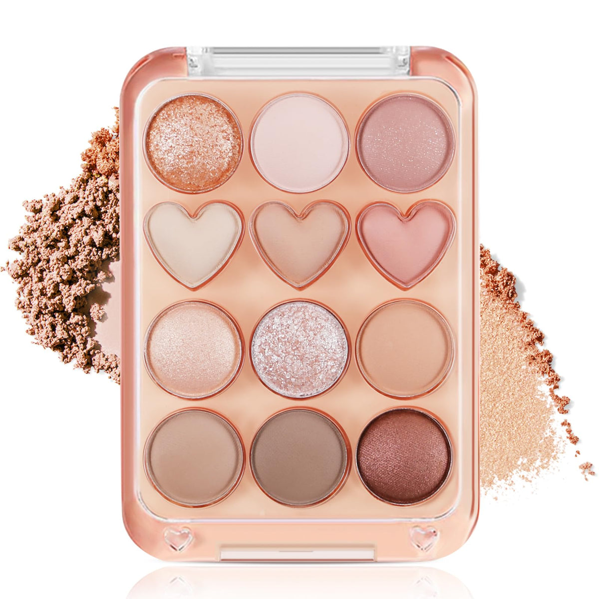 Boobeen Colorful Eyeshadow Palette, Blendable Shimmer and Matte Nudes Shades, 12 Pigmented Powder, Bright Eye Makeup Palette