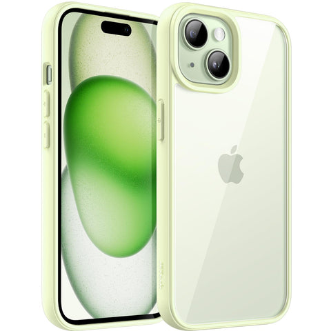 JETech Case for iPhone 15 Plus 6.7-Inch, Shockproof Phone Bumper Cover, Solid Color Matte TPU Frame, Anti-Scratch Clear Back (Green)