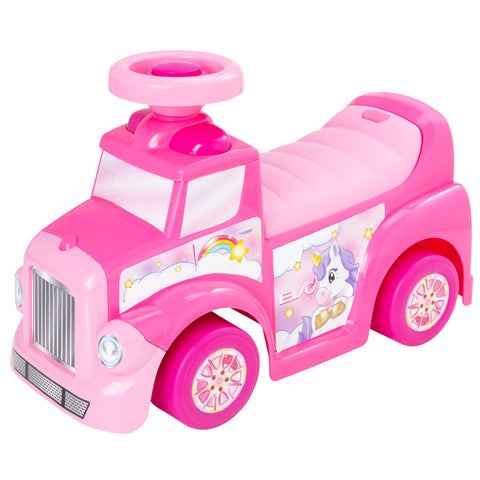 EVO My First Ride On Push Car | Toddler Walker Foot to Floor Slider | Hidden Storage Space, Moveable Steering Wheel & Squeaky Horn | Pre-School & Nursery Walking Aid | Ages 1+ (Unicorn)