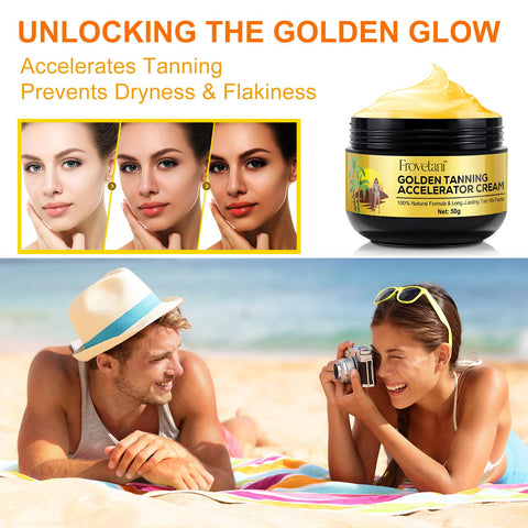 Tanning Accelerator Cream, Golden Tan Accelerator for Outdoor Sun and Tanning Beds, Natural Ingredients Tanning Cream for Sunbeds & Outdoor Sun, Achieve a Natural Tan Skin (50g)