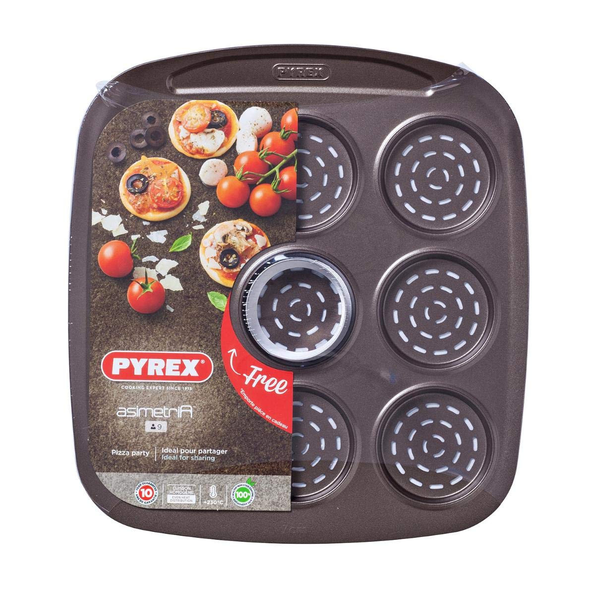 Pyrex Asimetria Mini Tray, 9 Cavities, Black, 9 Pizza