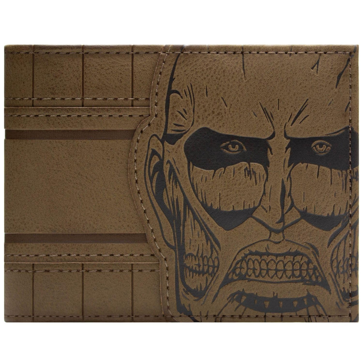 Attack on Titan Colossal God of Destruction Wallet Bi-Fold ID & Card Holder, Brown