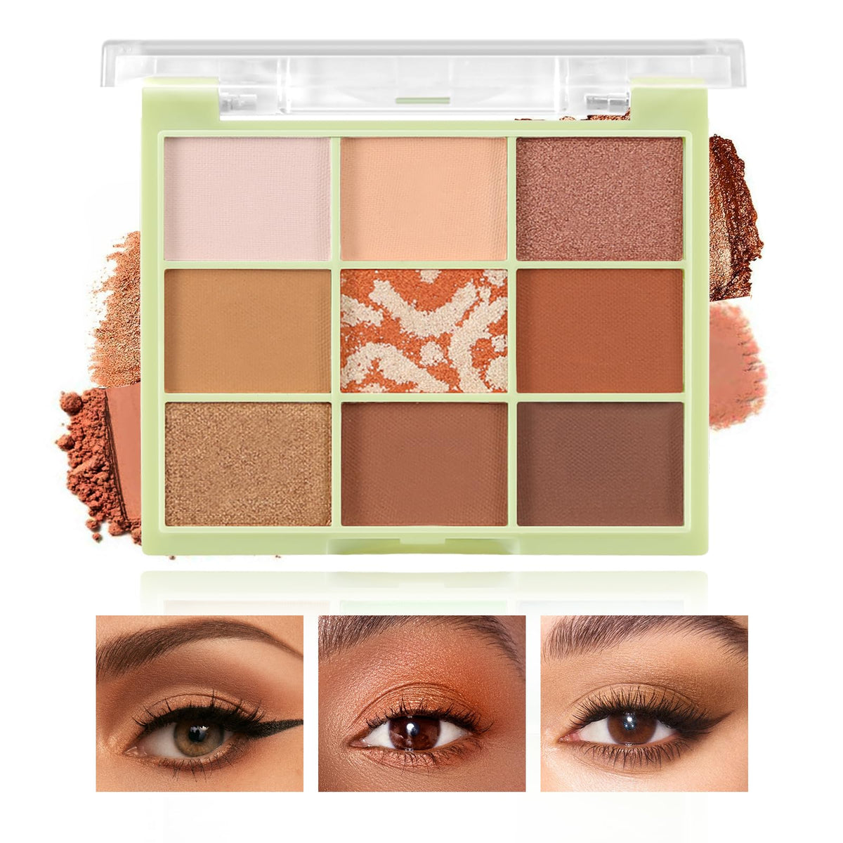 Boobeen Colorful 9 colors Eyeshadow Palette, Cream Shimmer Matte Powder Eye Shadow Palette, Warm Cold Natural Eyeshadow Makeup