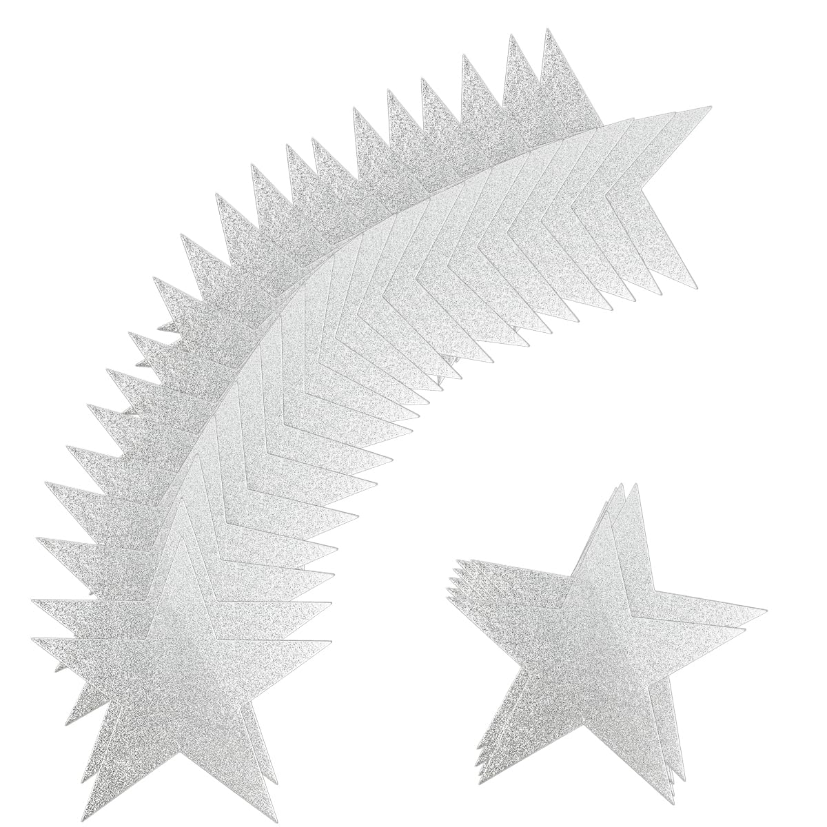 60 Pcs Glitter Star Cutouts Paper Double Printed Paper Star Decorations, 6 Inch Stars Decoration for Wedding Party Bulletin Board Classroom Decoration Supply (Silver)