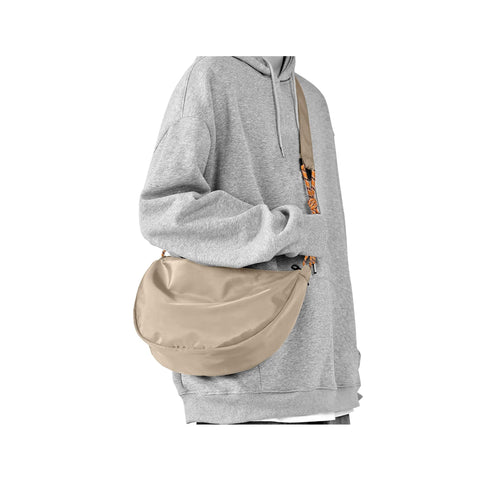 Khaki Hobo Crossbody Bag for Women, Nylon Crescent Bag, Trendy Dumpling Cross Body Bag, Half Moon Shoulder Bag Slouchy Messenger Bag