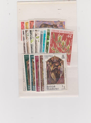 STAMPS - MINT BRITISH HONDURAS BELIZE CHRISTMAS & ORCHIDS 1970 COMPLETE YEAR [18 STAMPS]