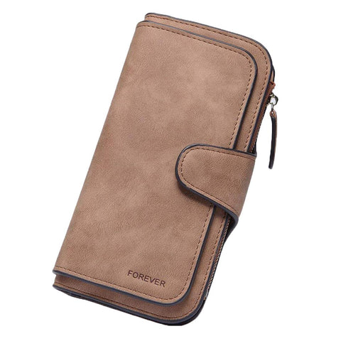 KELEEL Ladies Wallet Women Leather Clutch Purse Credit Card Coin Holder Bifold (Brown)