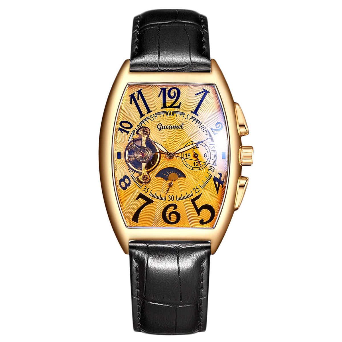 RORIOS Men Automatic Watch Mechanical Watch with Leather Strap Tourbillon Watch Skeleton Dial Wrist Watches for Men