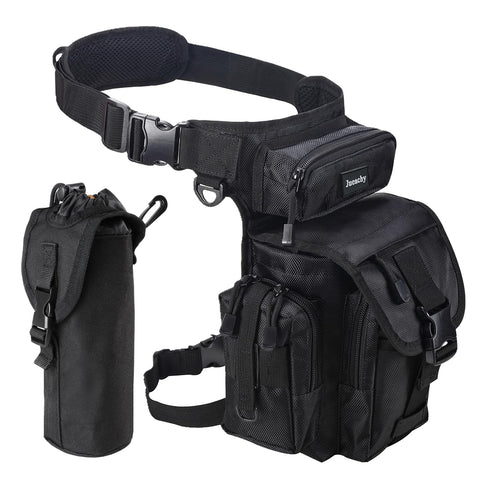 Jueachy Tactical Leg Bag Motorbike Leg Bag Drop Leg Bag Multifunctional Thigh Bag Military Hip Bag Hiking Waist Bag with Water Bottle Pouch for Motorcycling Hiking Traveling Fishing Camping