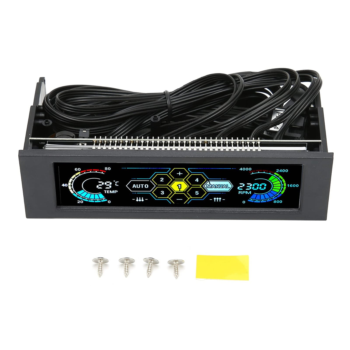 BTER PC Fan Controller, Intelligent LCD Monitor, 5 Sets Fan Temperature Control, Computer Temperature Controller, BTERgnqhr2fyg48697, 12V