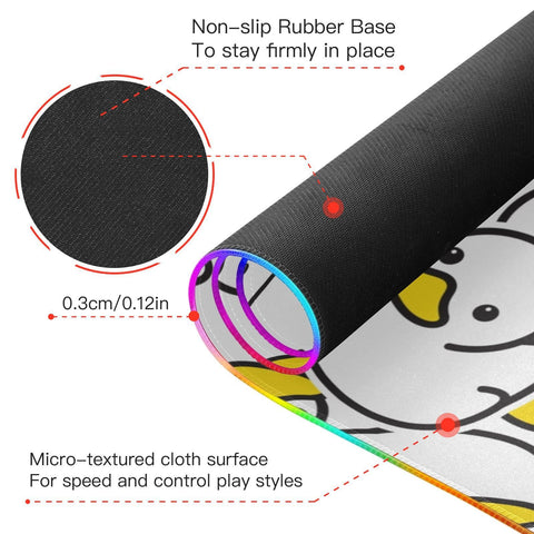 Cute Duck Wireless Charging Mouse Pad for Mobile Phone Extra Large Gaming Mousepad with 13 Lighting Modes Keyboard Mat for Office Home Gaming MacBook PC Laptop Desk