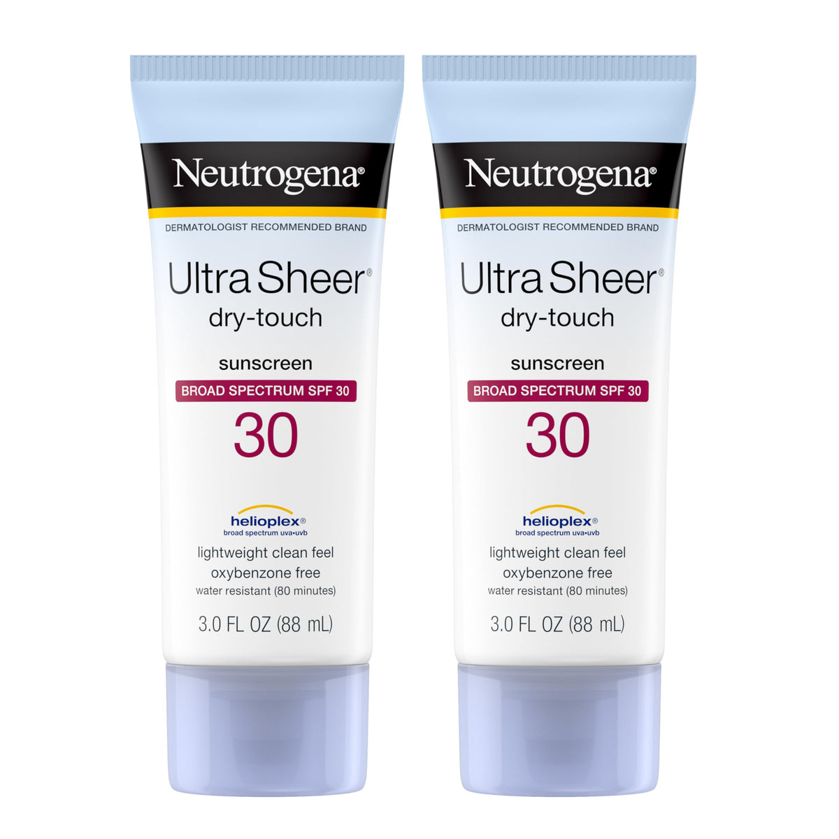 Neutrogena Ultra Sheer Dry-Touch Water Resistant and Non-Greasy Sunscreen Lotion with Broad Spectrum SPF 30, 3 fl. oz (Set of 2)