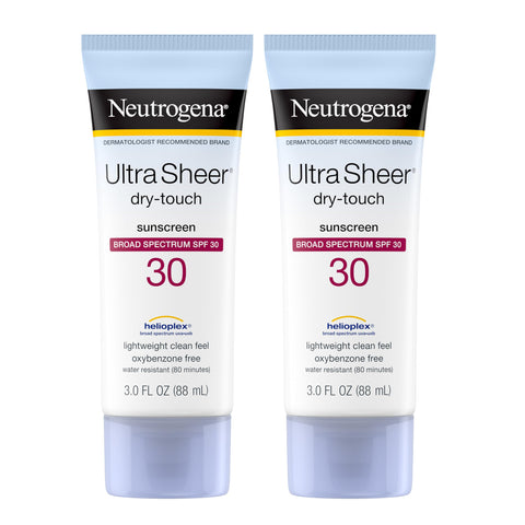 Neutrogena Ultra Sheer Dry-Touch Water Resistant and Non-Greasy Sunscreen Lotion with Broad Spectrum SPF 30, 3 fl. oz (Set of 2)