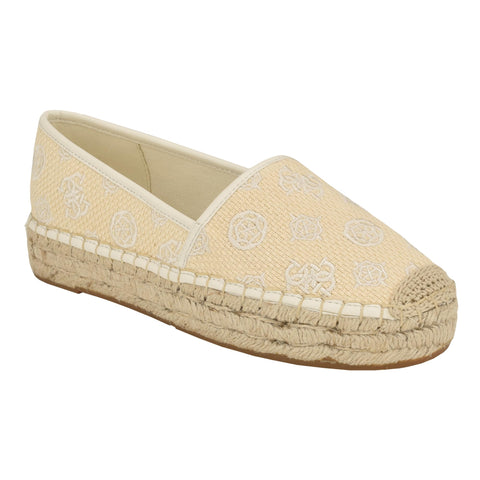 Guess Women's JOELYA Ballet Flat, Natural/Cream Logo 111, 6.5