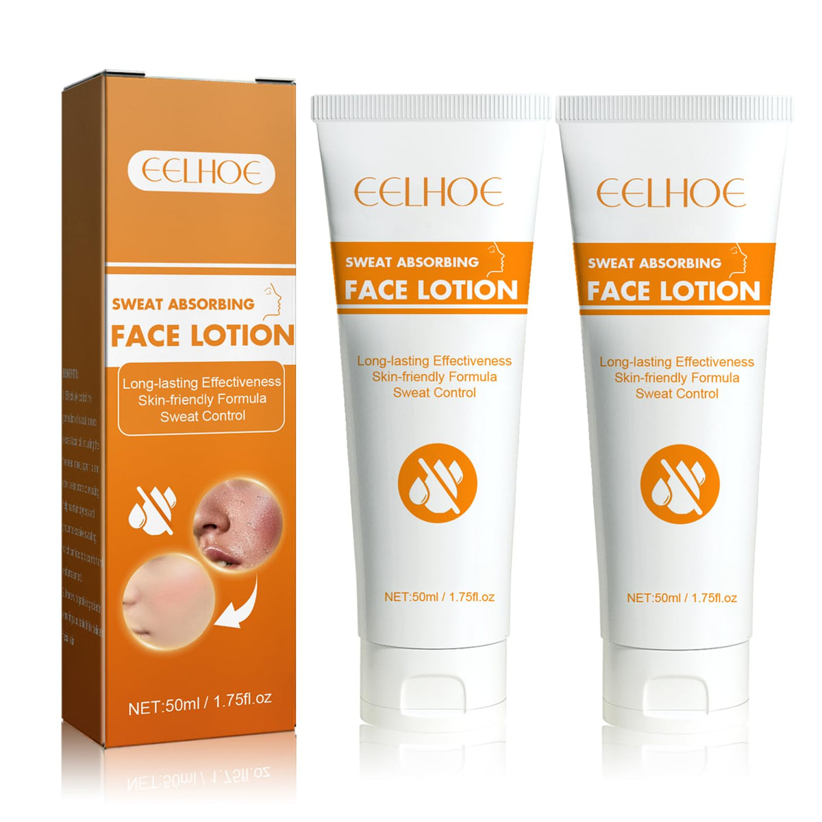 Sweat Absorbing Face Lotion, Face Antiperspirant, Stop Face Sweating, Antiperspirant and Oil Control Lotion, Anti Sweat Oil Face, Forehead and Scalp and Oily Face Control,Ideal For Hyperhidrosis(2PCS)