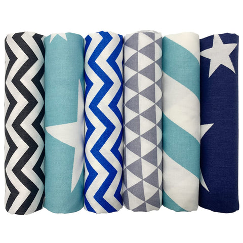 aufodara 6Pcs Cotton Fabric Bundle Squares 50x50cm, Pure Cotton Tissue, Stylish Patterns Home Cloth Bundles for Sewing Quilting Patchwork DIY Crafts (Multicolor-06)