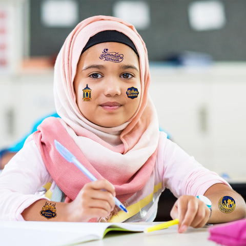120PCS Eid Al Adha Ramadan Mubarak Temporary Tattoos Happy Ramadan Kareem Sticker for Kids Birthday Decorations Moon Star Tattoos Themed Party Favors and Supplies Cute Kids Boy Gifts Ideal Prizes