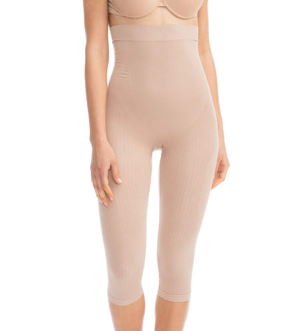 Farmacell 323 (Nude, S/M) Women's high-waisted push-up anti-cellulite control capri leggings