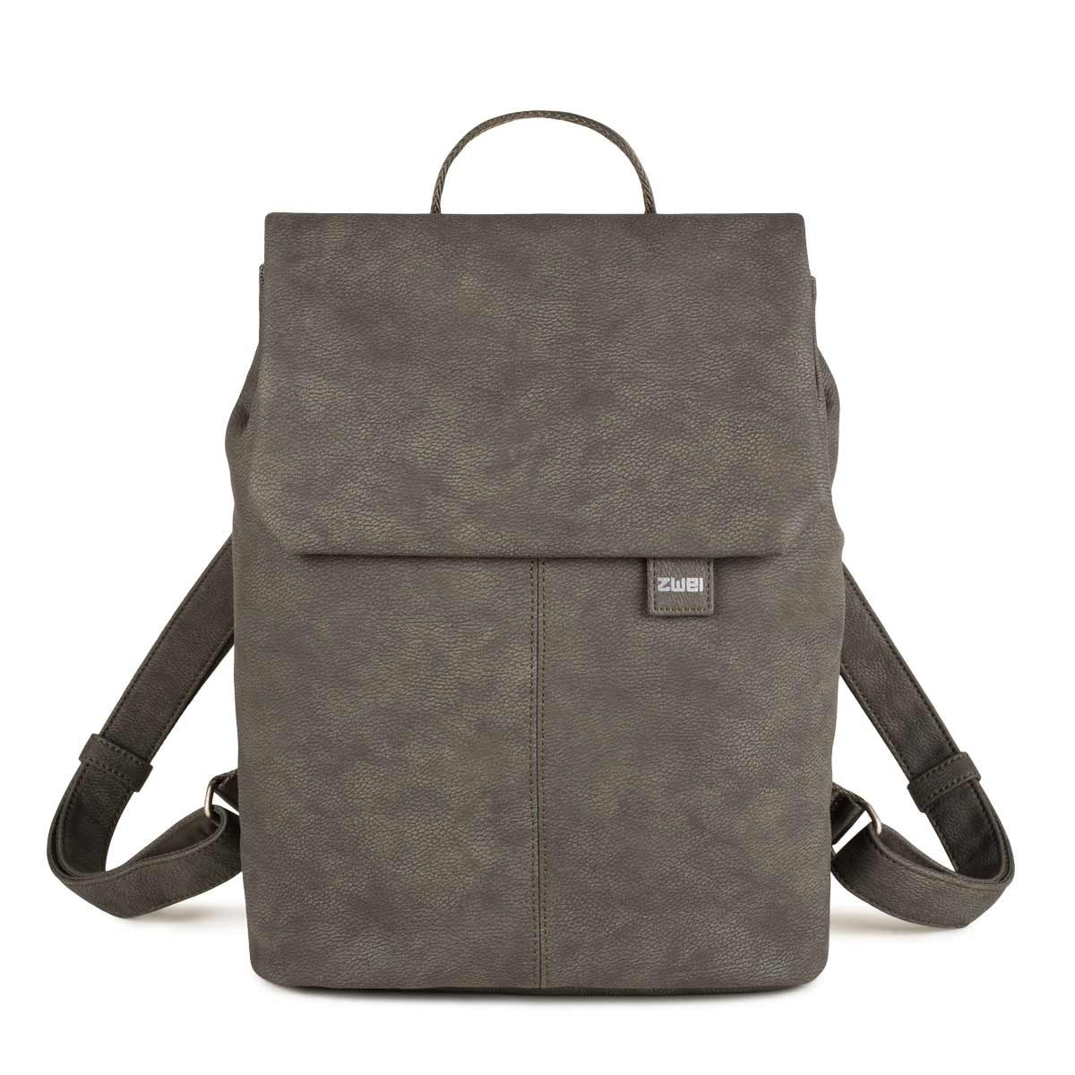 zwei Mademoiselle.M MR13 Women's Backpack 7 Litre Water-Repellent Daypack faux leather padded laptop compartment, main compartment with zipper (H 26 x W 21 x D 11 cm) (nubuk-stone)