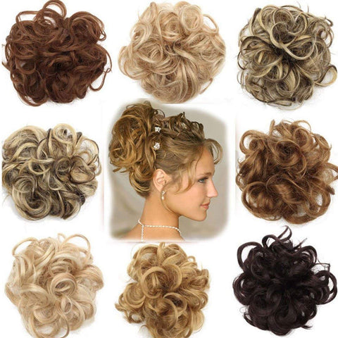 Scrunchy Scrunchie Bun Updo Hairpiece Hair Ribbon Ponytail Extensions Hair Extensions Wavy Curly Messy Hair Bun Donut Hair Chignons Hair Piece Wig Light Brown to Ash Blonde