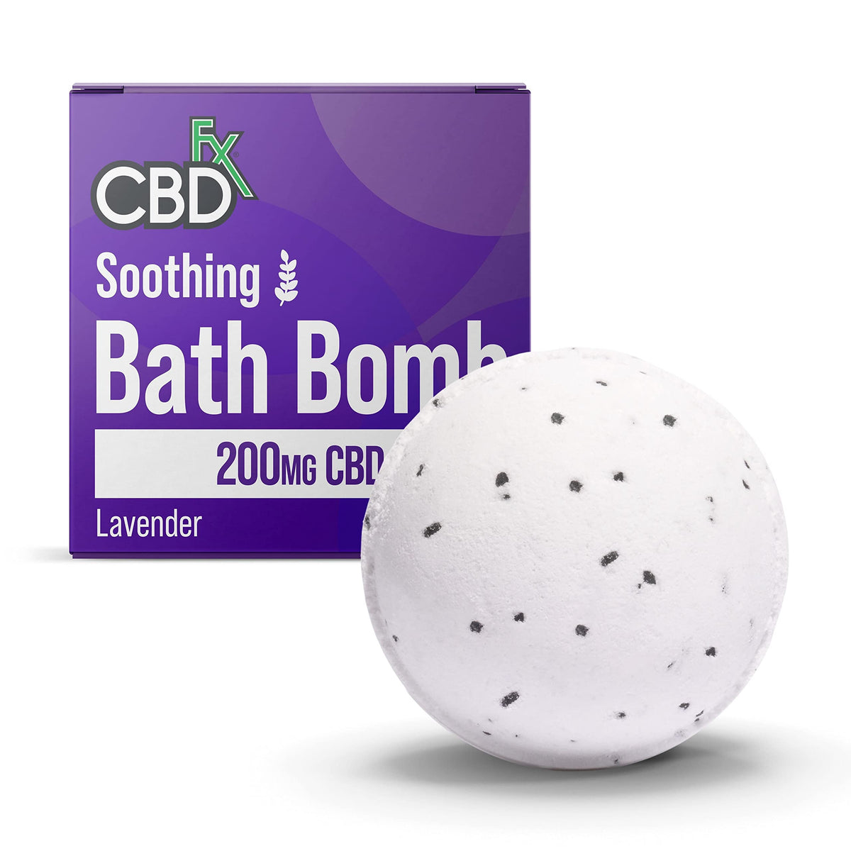 CBDfx 200mg CBD High Strength Soothing Bath Bomb with Lavender Oil & Hawaiian Black Salt, Vegan, Cruelty-Free, Single Bath Bomb
