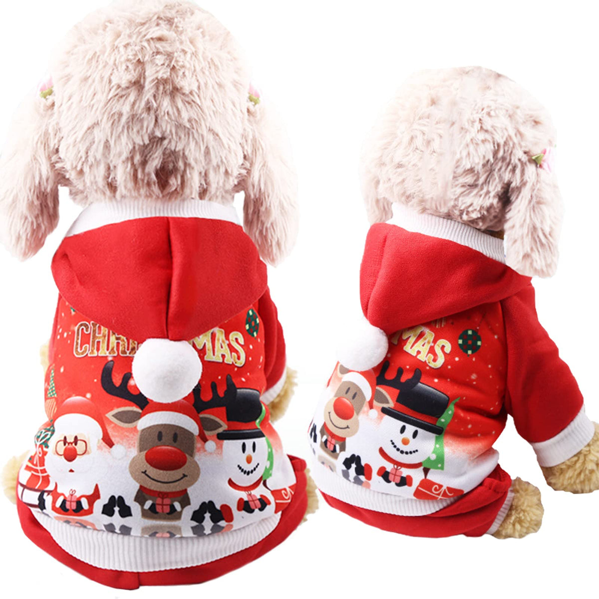 Pet Christmas Costumes Cat Christmas Outfit Dog Christmas Clothes Santa Costume Warm Hoodies Xmas Pet Clothes Suit for Small Medium Dogs Puppy Cats (Medium, Style-4)