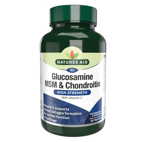 Natures Aid Glucosamine, MSM and Chondroitin, with Vitamin C, 90 Tablets