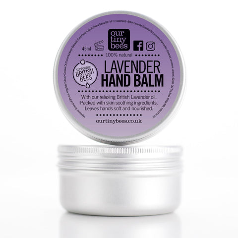 Lavender Hand Balm, Natural, Nourishing and Softening with British Lavender Essential Oil | Moisturises, Protects, and Soothes. Hand Cream by Our Tiny Bees Skincare - 45ml