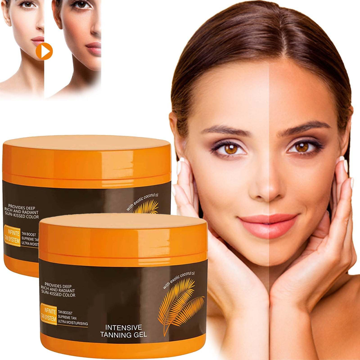 Brown Tanning Gel, Natural Ingredients Advanced Tanning Booster, Indoor and Outdoor Tanning Cream, Suitable for Travel, Pool, Beac (2pcs)