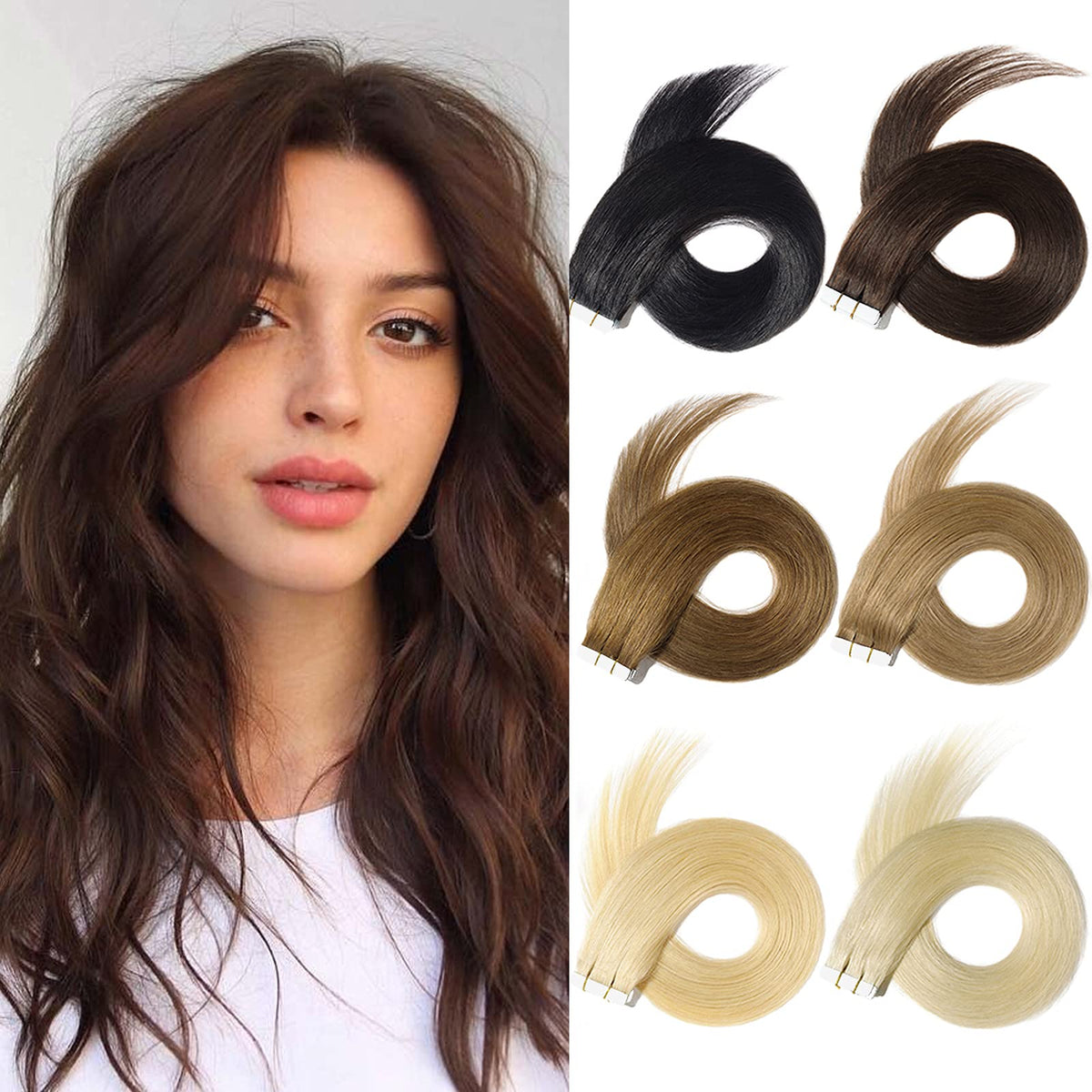 Yamel Tape In Hair Extensions Human Hair Light Ash Brown Hair Extensions 12 Inch 20pcs Tape In Human Hair Extensions