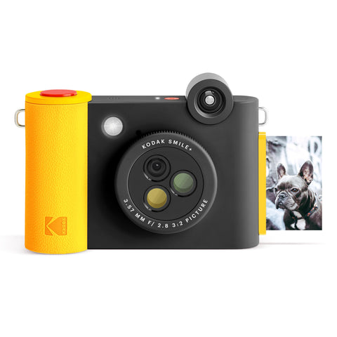 KODAK Smile+ 2-in-1 Digital Instant Print Camera & Wireless Bluetooth Photo Printer - 10MP, Special-Effect Rotating Lens, Zink 2x3 Inch Sticky-Back Photos, Print via Fun App from Smart Devices - Black