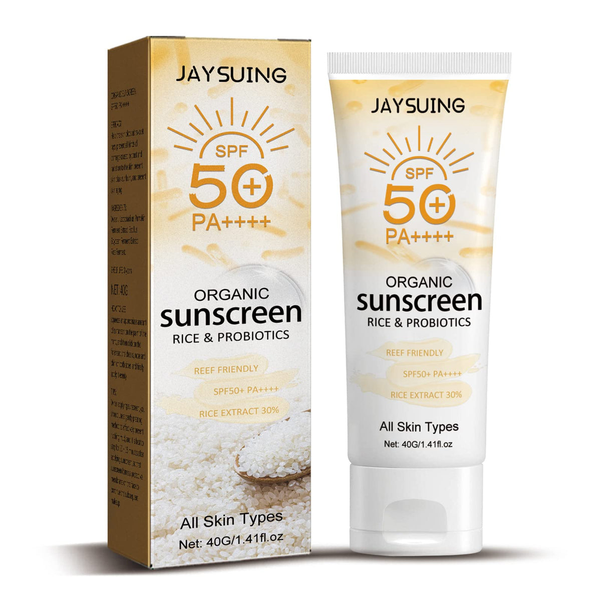 Hotiary Organic Sunscreen SPF50+ UVA UVB Facial Body Sweatproof Sunblock Moisturizing Rice Water Sun Screen
