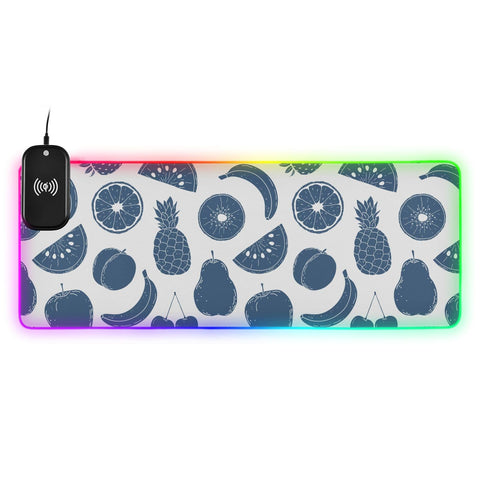 Hand Drawn Strawberry Watermelon Wireless Charging Mouse Pad for Mobile Phone Extra Large Gaming Mousepad with 13 Lighting Modes Extended Desk Mat for Office Home Gaming MacBook PC Laptop Desk