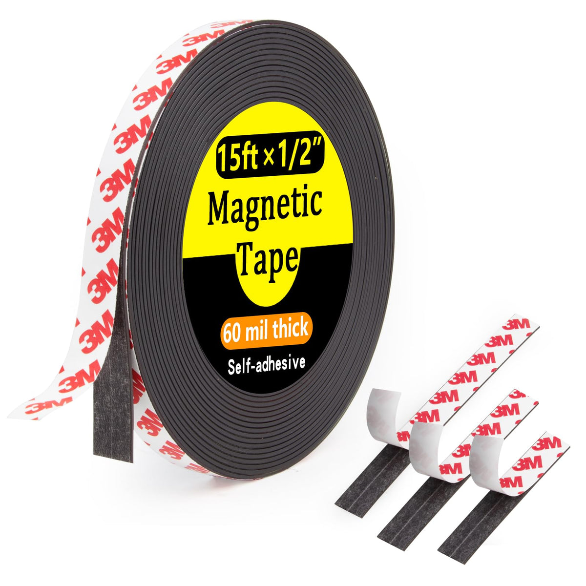 Jianwen Magnetic Tape, 15 Feet Ã— 1/2 Inch Magnet Tape with 3M Adhesive Backing, Magnetic Strip Ideal for Classroom Projects, Crafts, and Home Organization