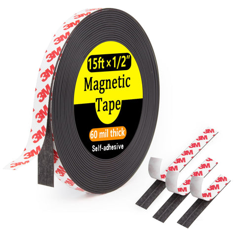 Jianwen Magnetic Tape, 15 Feet Ã— 1/2 Inch Magnet Tape with 3M Adhesive Backing, Magnetic Strip Ideal for Classroom Projects, Crafts, and Home Organization