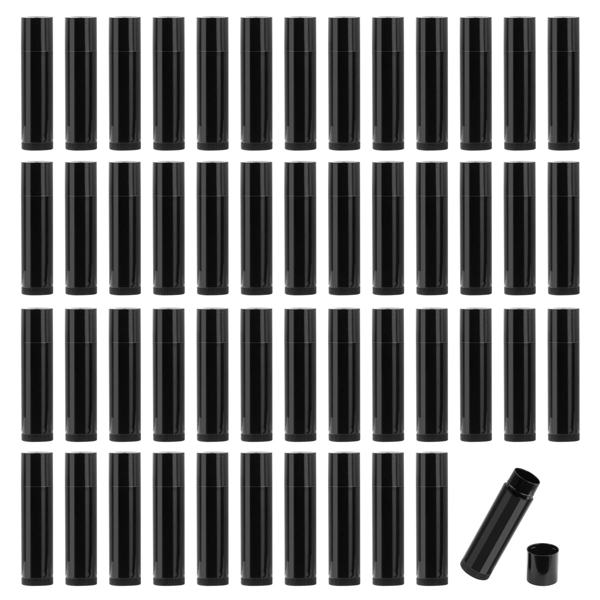 Pack of 50 5 g Empty Plastic Lipstick Tubes, Empty, Transparent Lip Care Tube, DIY Lip Balm Tubes Container for Lip Gloss, Lip Balm (Black)