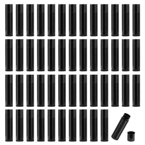 Pack of 50 5 g Empty Plastic Lipstick Tubes, Empty, Transparent Lip Care Tube, DIY Lip Balm Tubes Container for Lip Gloss, Lip Balm (Black)