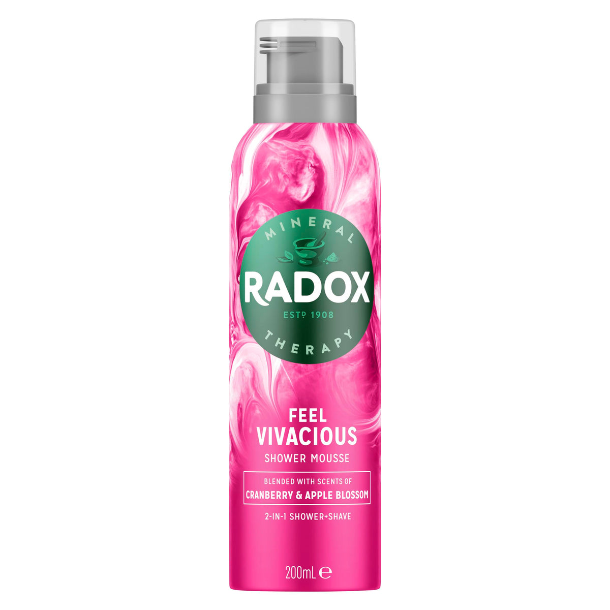 Radox Mineral Therapy Feel Vivacious 2-in-1 Shave + Shower Mousse shower foam with scents of apple blossom & cranberry for an energising shower experience 200 ml