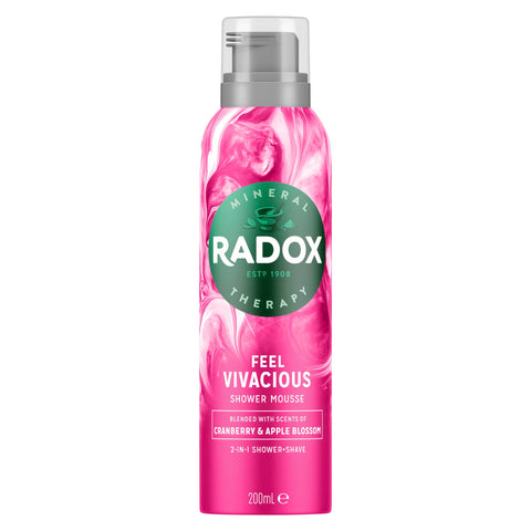 Radox Mineral Therapy Feel Vivacious 2-in-1 Shave + Shower Mousse shower foam with scents of apple blossom & cranberry for an energising shower experience 200 ml