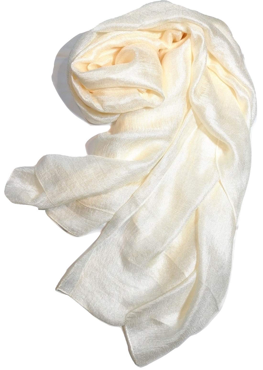 Shanlin Solid Color Silk Feel Long Scarves (Creamy White)
