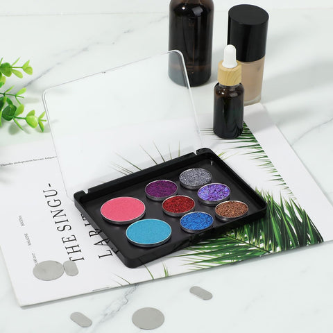 Abeillo Empty Magnetic Makeup Palette Set, 1pc Magnetic Makeup Palette+ 20PCS Round Adhesive Metal Stickers + 30PCS Square Adhesive Metal Stickers for DIY Eyeshadow Blush