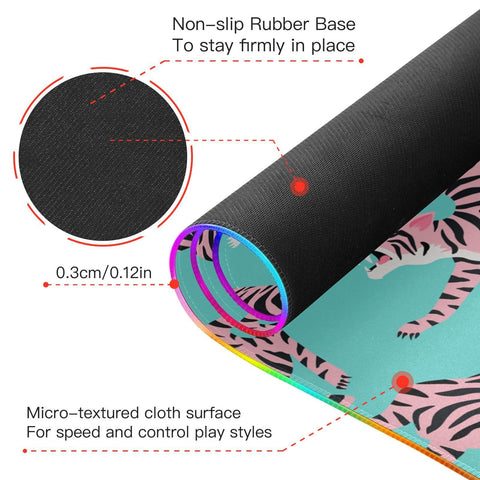 Cute Tigers Wireless Charging Mouse Pad for Mobile Phone Extra Large Gaming Mousepad with 13 Lighting Modes Keyboard Mat for Office Home Gaming MacBook PC Laptop Desk