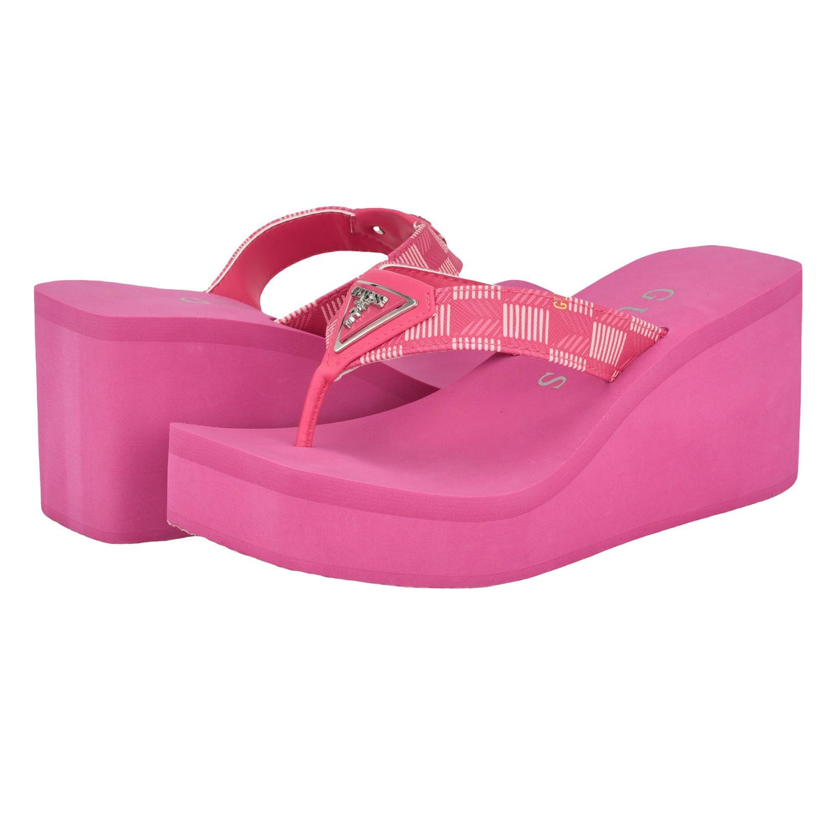 Guess Women's DEMMEY Sandal, Fuchsia Pink 650, 5