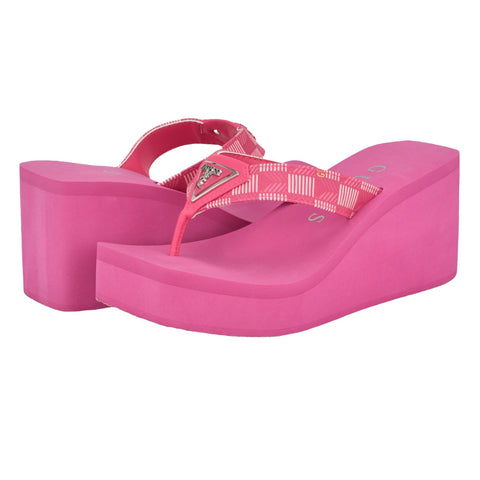 Guess Women's DEMMEY Sandal, Fuchsia Pink 650, 5