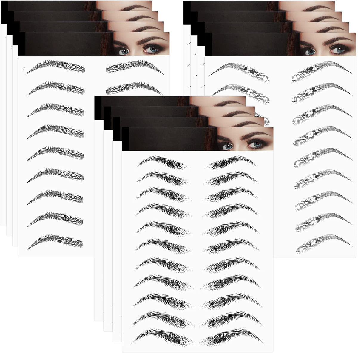 Maitys 12 Sheets 108 Pairs 4D Hair Like Waterproof Eyebrow Tattoos Stickers Temporary Eyebrow Tattoos Instant Transfer Brows Peel off Fake Eyebrow Sticker Authentic Eyebrow for Women(Vivid Style)