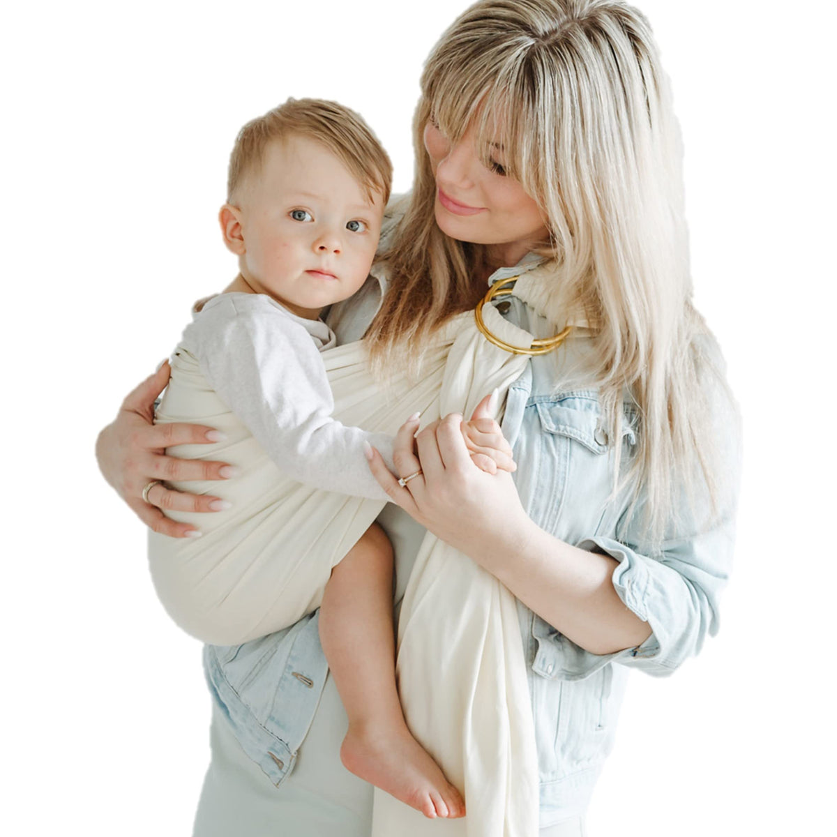ShabanyÂ® Ring Sling - 100% Organic Cotton - Baby Carrier for Newborn and Toddler up to 33Ib (Beige)