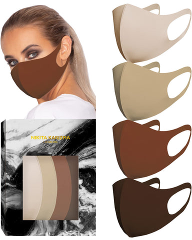 KARIZMA Styling Essentials Cloth Face Mask for Women Pack. 4 Buttery Soft Masks Washable Fabric. Desert Rose Tonal Face Mask Reusable. Stretchy, Comfortable, Fresh Facemask.