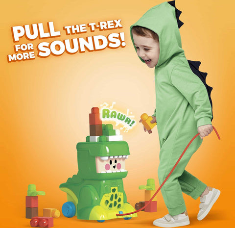 Mega Bloks Dinosaur Toy Building Set with 8 Sounds, Built-in Easy Storage, T-Rex Blocks for Toddlers 1-3