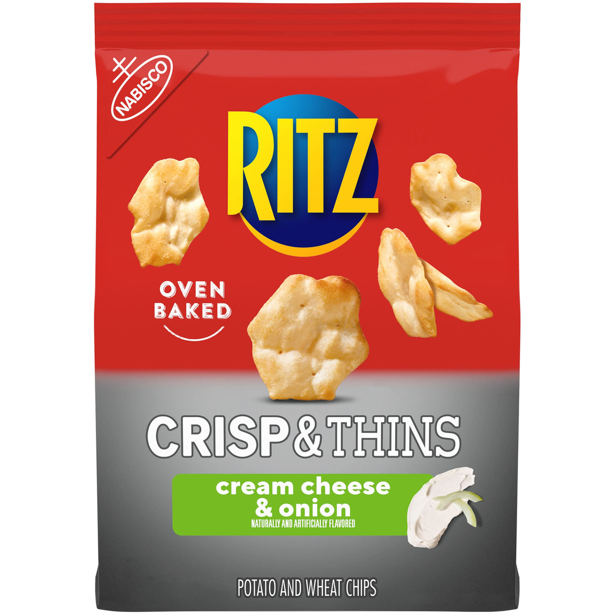 RITZ Crisp and Thins Cream Cheese and Onion Chips, 7.1 oz